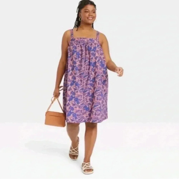 Universal Thread Dress Women's Sleeveless Shift Pink Floral Linen XL NWT - Picture 1 of 11